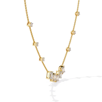 GRADUATED EMERALD CUT DIAMOND NECKLACE
