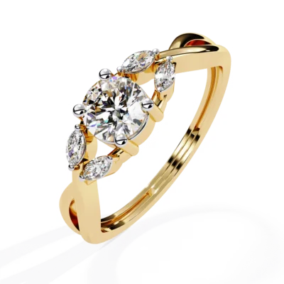 BRILLIANT ROUND AND MARQUISE ENGAGEMENT  RING