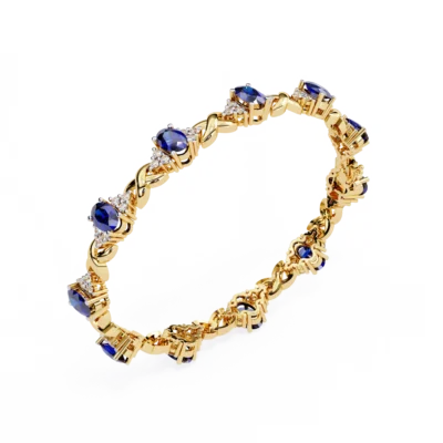 BLUE STONE & DIAMOND TENNIS BRACELET