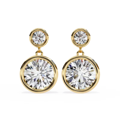 CLASIC DUET BEZEL DROP EARRING