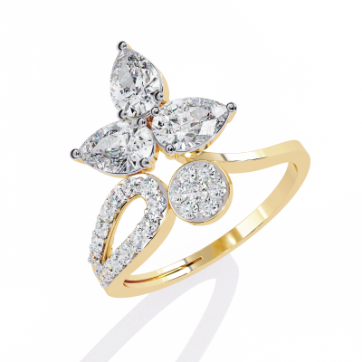 FLORA PEAR AND ROUND DIAMOND RING