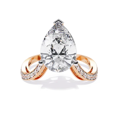 PEAR SOLITAIRE V SHAPED RING