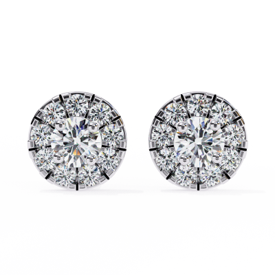 BAR  SETTING ROUND  DIAMOND STUDS