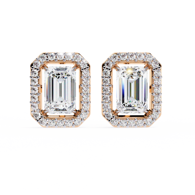 RADIANT HALO EMERALD STUDS
