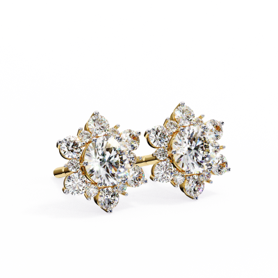 FLOWER CLUSTER DIAMOND SETTING STUDS